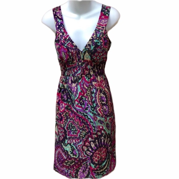 Tibi colorful silk V-neck dress size small - Picture 2 of 7